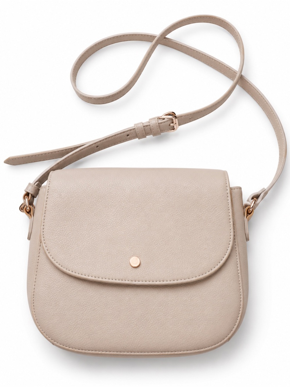 Classic Pebbled Crossbody Saddle Bag in Light Taupe